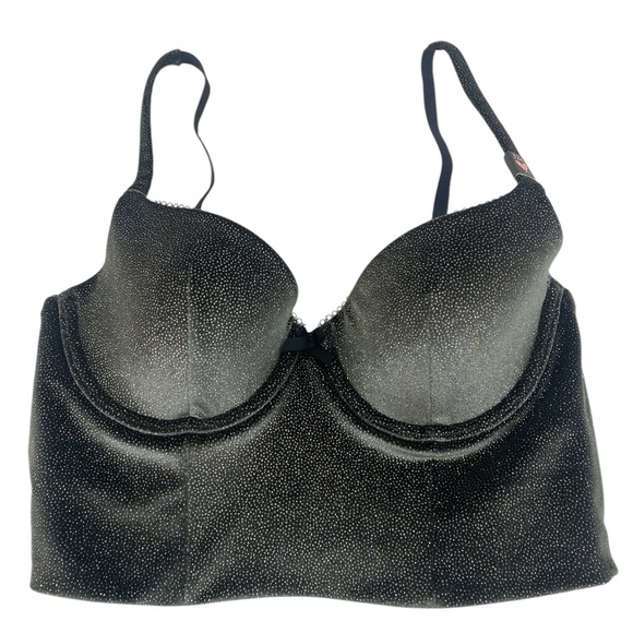 NEW Victoria’s Secret Velvet Shimmer Long Line Bustier Bra Sz 32C - Picture 2 of 7